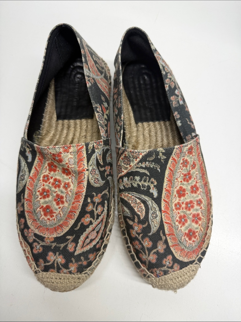 Isabel Marant Etoile Espadrilles Slip On Canvas Shoes Paisley Print Black 39 / 9 - Picture 8 of 9